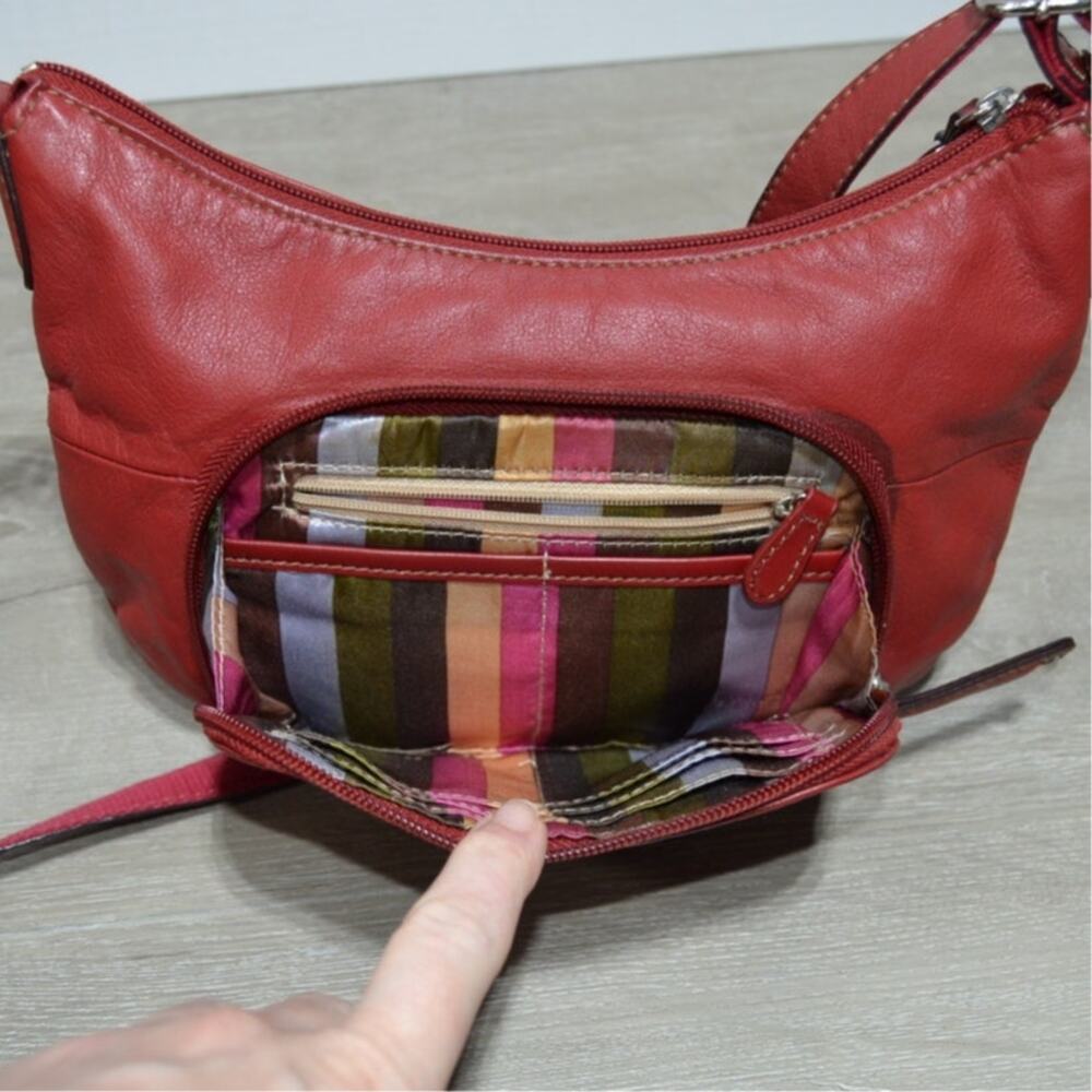 Tignanello Red Leather Crossbody Purse - Picture 7 of 15